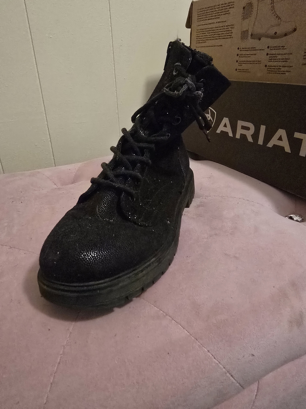 Black Suede Lace-Up Ankle Boot